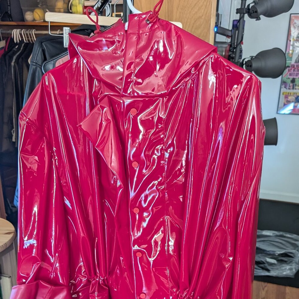Women's Vintage Oversized Red Rain Coat M/L